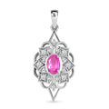Ilakaka Rosa Saphir (Fissure gefüllt), weißer Zirkon Anhänger, 925 Silber platiniert ca. 1.49 ct