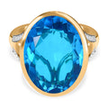 Karibik Quarz, weißer Zirkon Ring, 925 Silber vergoldet, (Größe 17.00) ca. 20.09 ct