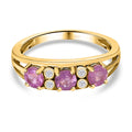 Ilakaka Rosa Saphir (Fissure gefüllt), weißer Zirkon Ring, 925 Silber vergoldet (Größe 17.00) ca. 1.15 ct