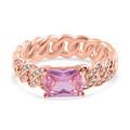 Rosa Zirkonia, weißer Zirkonia Ring, (Größe 16.00) ca. 0.30 ct