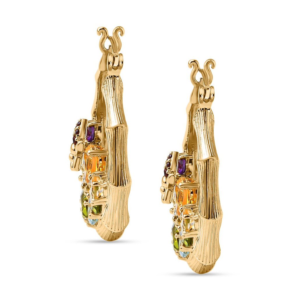 GP Kollektion - Italienische Garden Collection, Natürliche Mehrfach-Peridot Ohrringe 925 Silber Gelbgold Vermeil ca. 9.87 ct