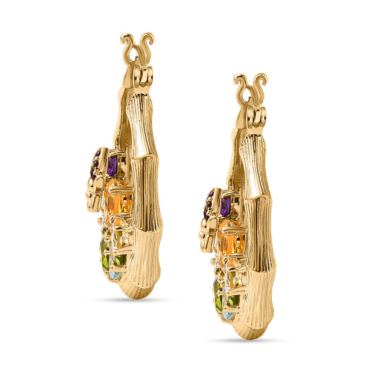 GP Kollektion - Italienische Garden Collection, Natürliche Mehrfach-Peridot Ohrringe 925 Silber Gelbgold Vermeil ca. 9.87 ct