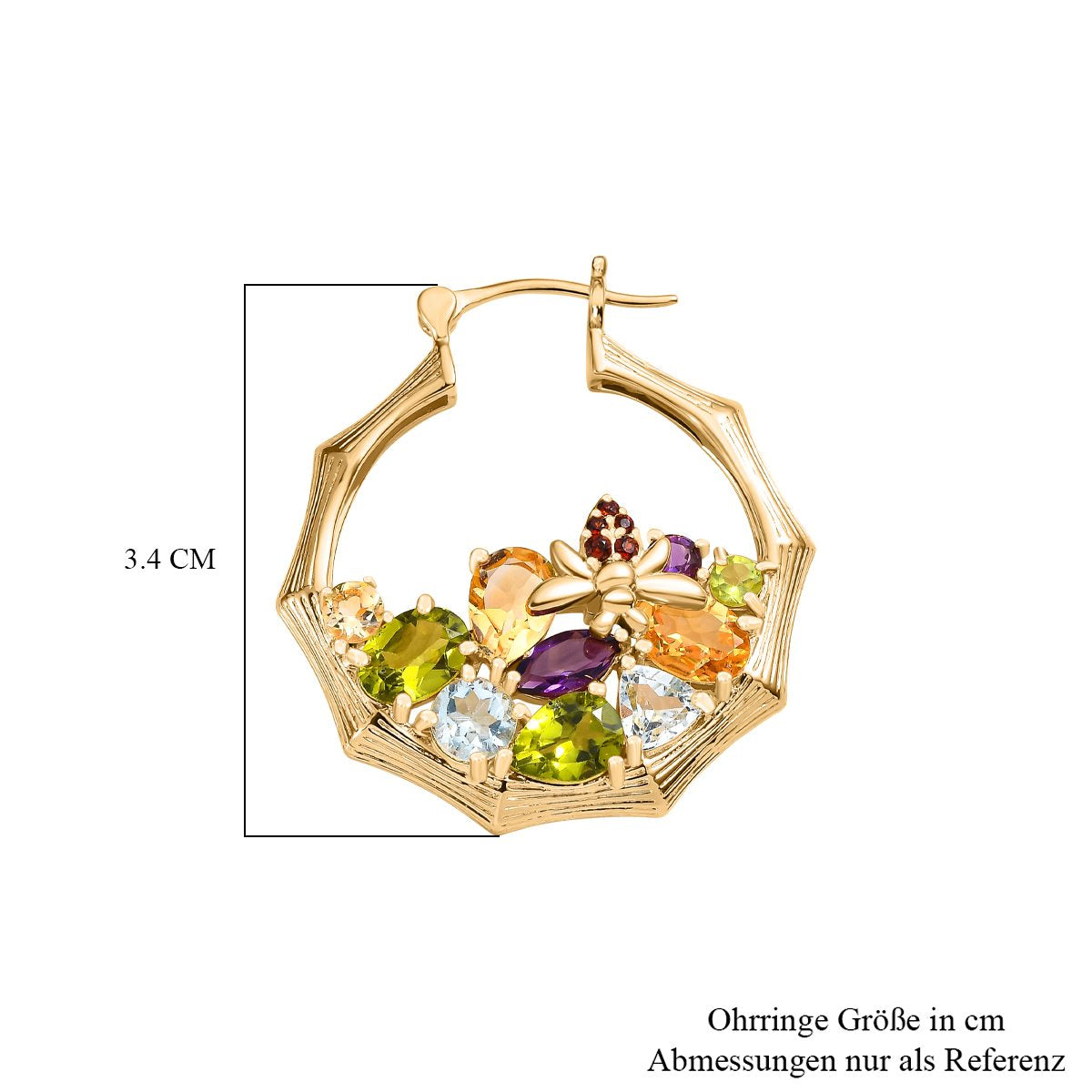 GP Kollektion - Italienische Garden Collection, Natürliche Mehrfach-Peridot Ohrringe 925 Silber Gelbgold Vermeil ca. 9.87 ct