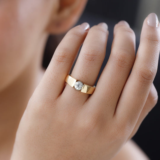 Triphan Ring, 925 Silber Gelbgold Vermeil (Größe 20.00) ca. 1.05 ct