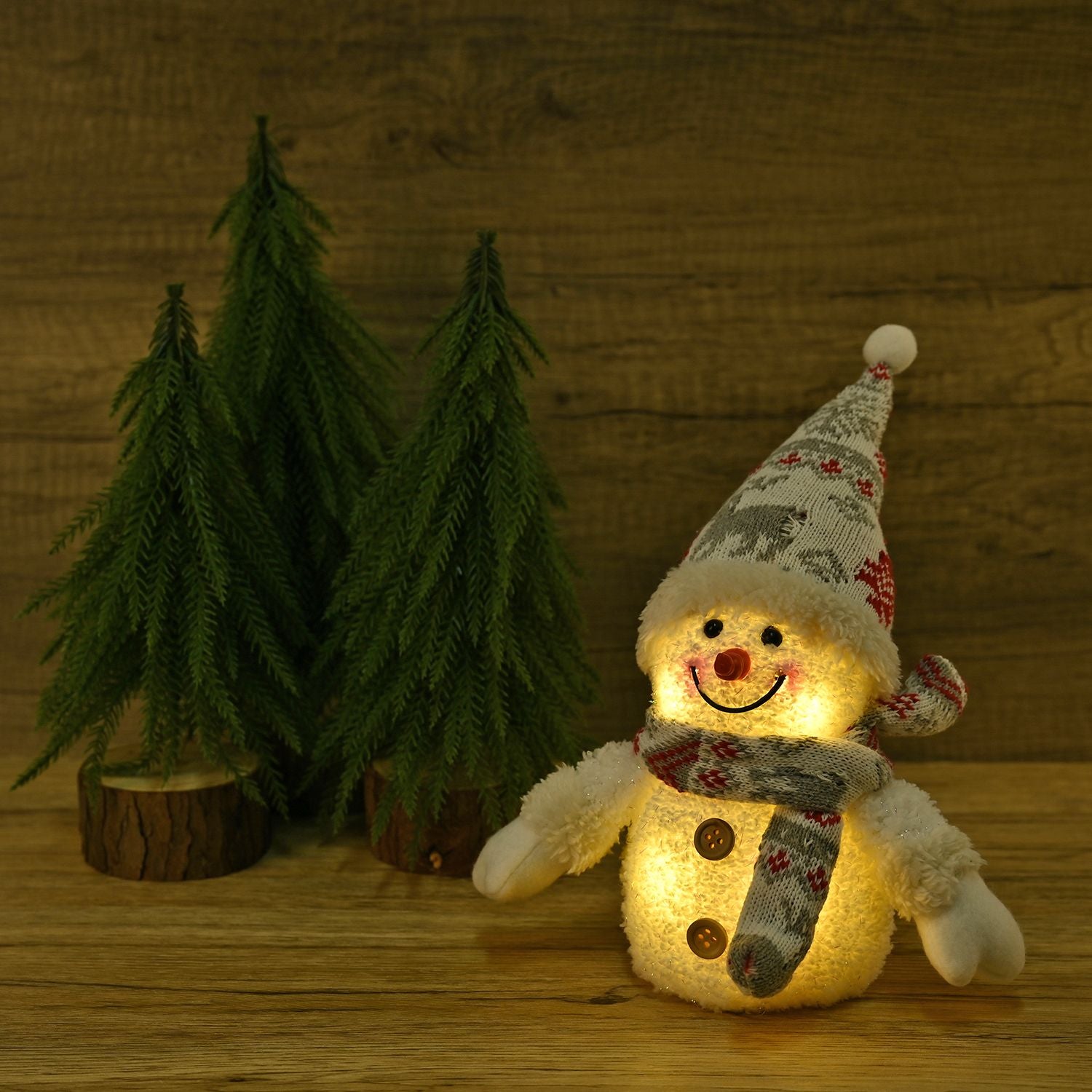 Schneemann mit LED lichter, 25 cm, 3AAA (nicht inkl.), Weiß