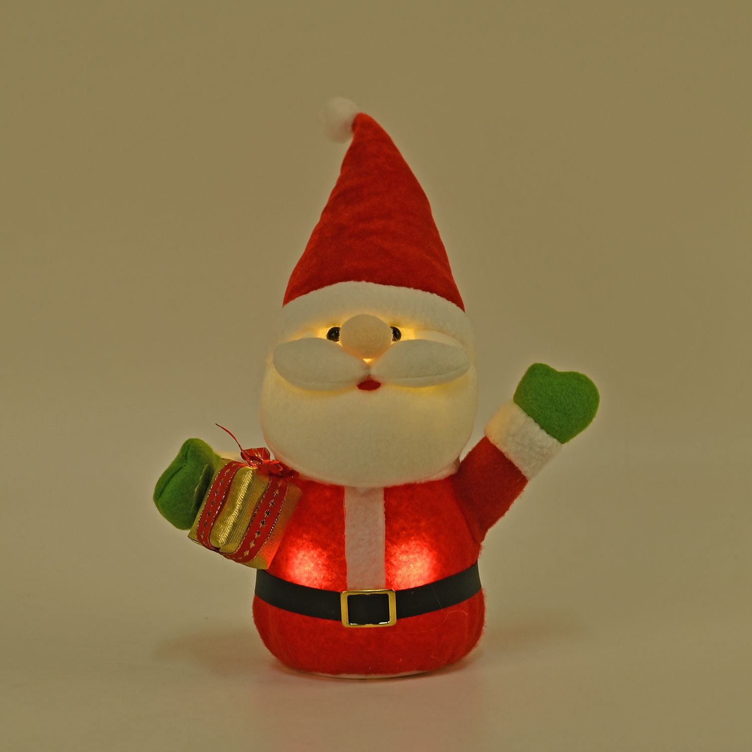 Weihnachtsmann mit LED lichter und Geschenk, 25 cm, 3AAA (nicht inkl.), Rot