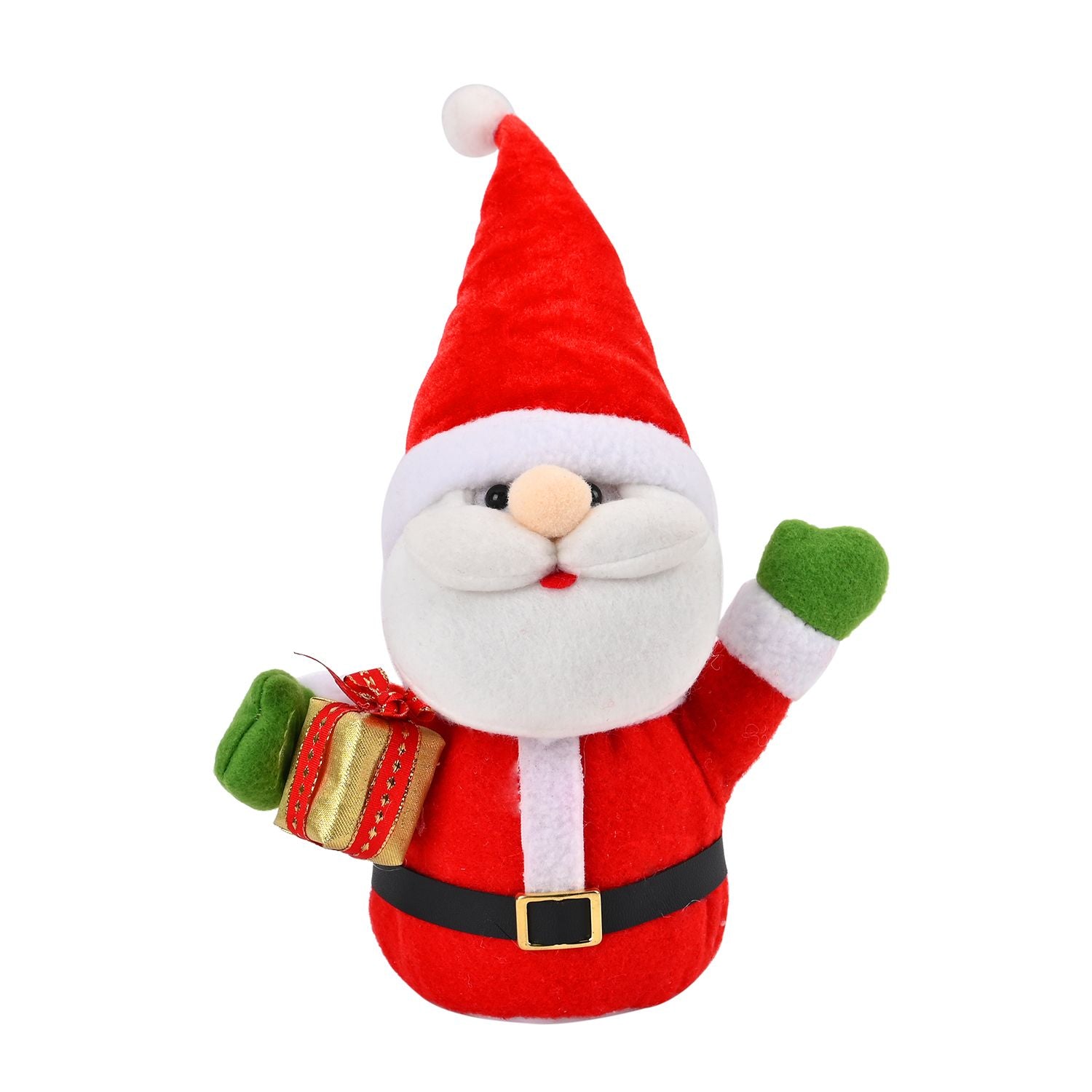 Weihnachtsmann mit LED lichter und Geschenk, 25 cm, 3AAA (nicht inkl.), Rot