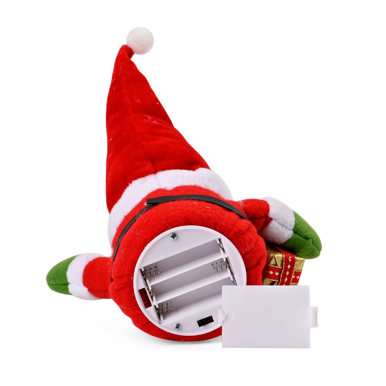 Weihnachtsmann mit LED lichter und Geschenk, 25 cm, 3AAA (nicht inkl.), Rot