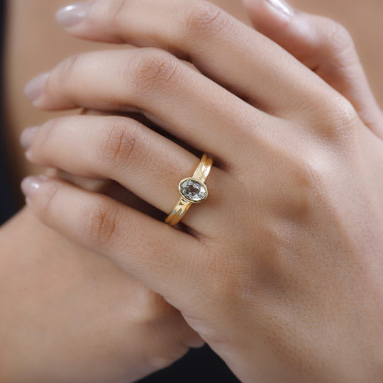 Triphan Ring, 925 Silber Gelbgold Vermeil (Größe 21.00) ca. 0.98 ct