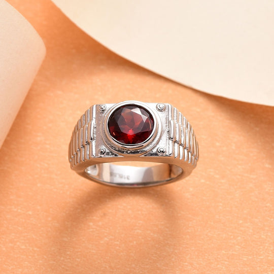 Roter Granat Ring, Edelstahl, , ca. 2.34 ct