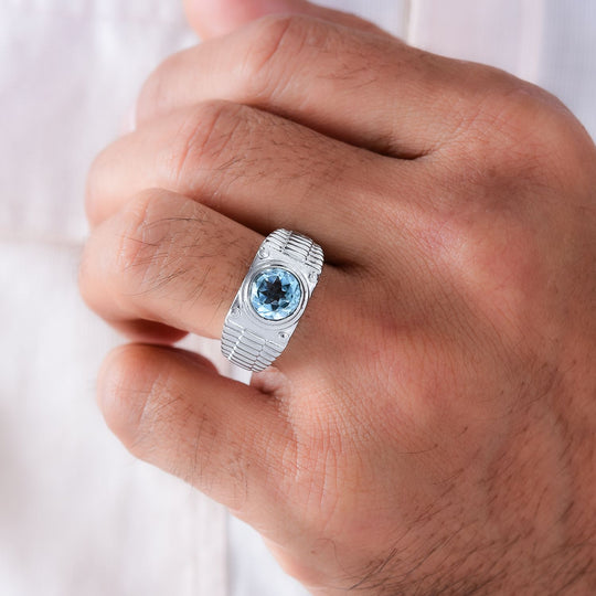 Himmelblauer Topas Ring Edelstahl ca. 2.23 ct