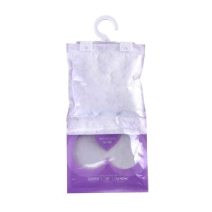 HOME SMART Hängende Luftentfeuchter Tasche 220g*5 Lila 1.N.W: 220g Calciumchlorid pro Tasche 2. Lavendel-Duft 3. Weißer oder blauer Haken+angepasster Innenbeutel (Tyvek)+leerer Außenbeutel