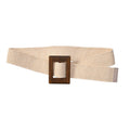 elastischer Gürtel mit Holzschnalle, Beige