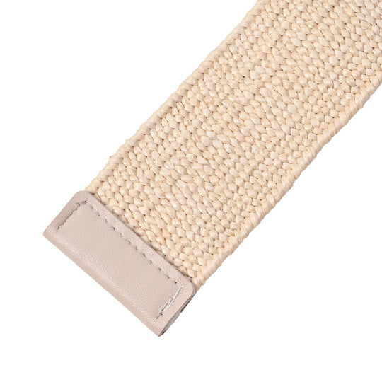 Elastischer Gürtel mit Holzschnalle 99x4.8cm, weiß