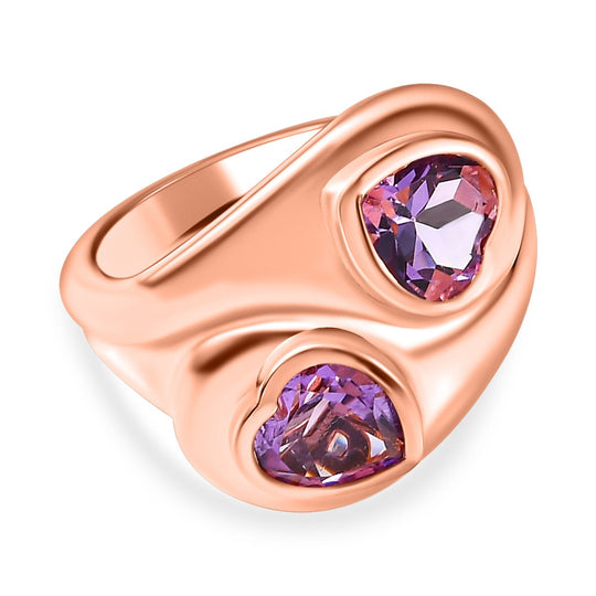GP Amore Kollektion - Rose De France Amethyst, Kanchanaburi Blauer Saphir Ring, 925 Silber Roségold Vermeil (Größe 17.00) ca. 2.03 ct