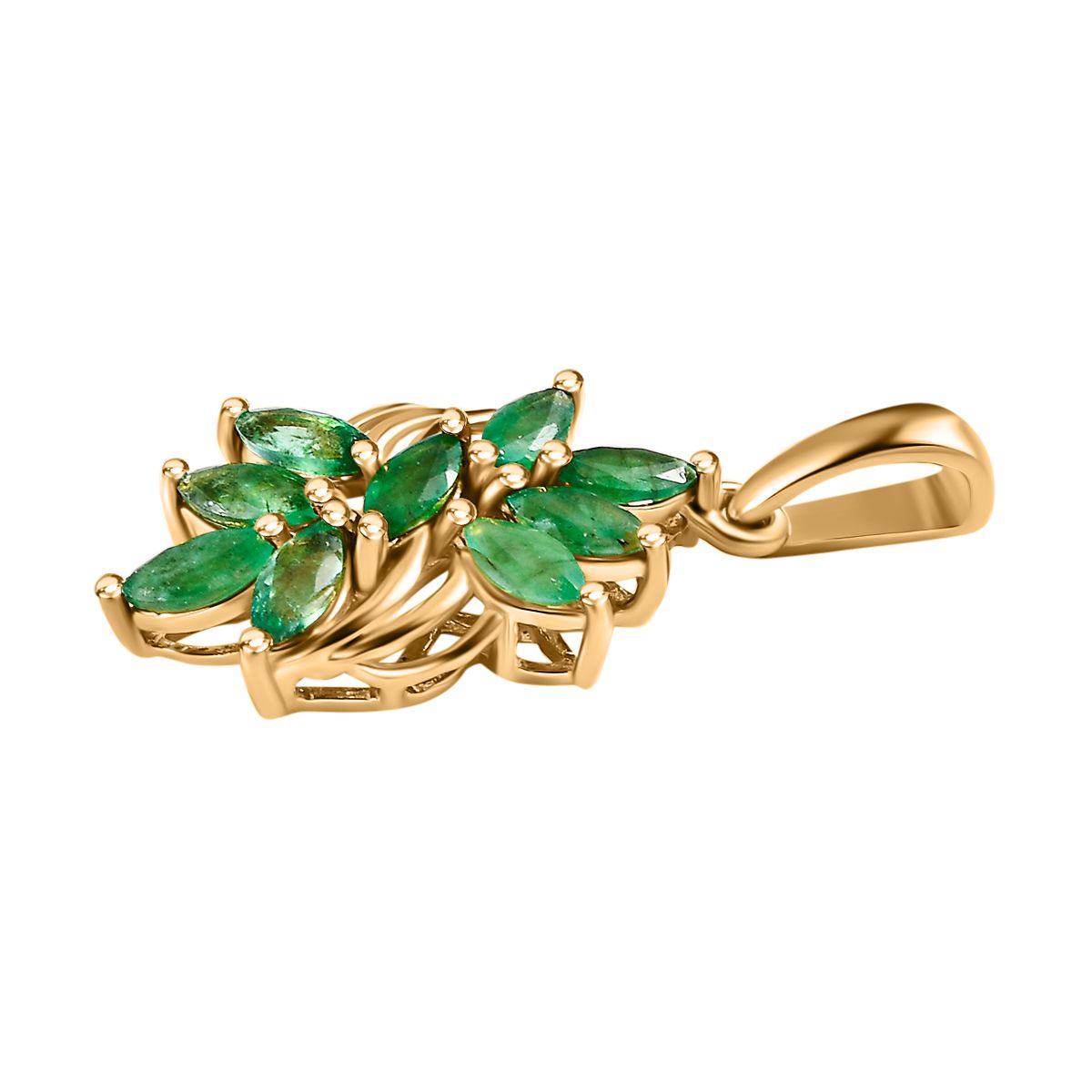 Kagem Sambischer Smaragd Anhänger, 925 Silber vergoldet ca. 1.24 ct
