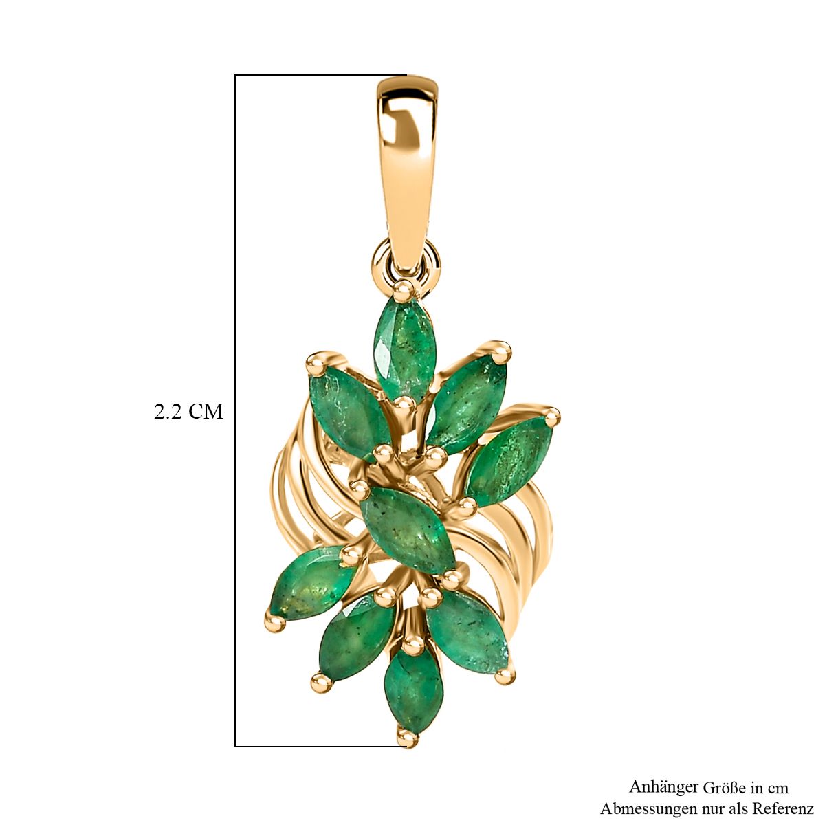 Kagem Sambischer Smaragd Anhänger, 925 Silber vergoldet ca. 1.24 ct