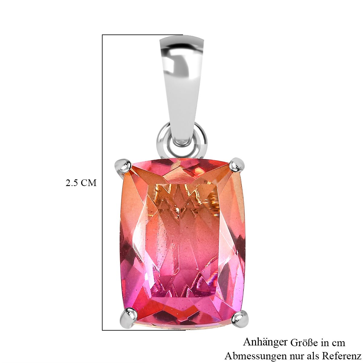 Sunset Triplett Quarz Anhänger, 925 Silber platiniert ca. 7.29 ct