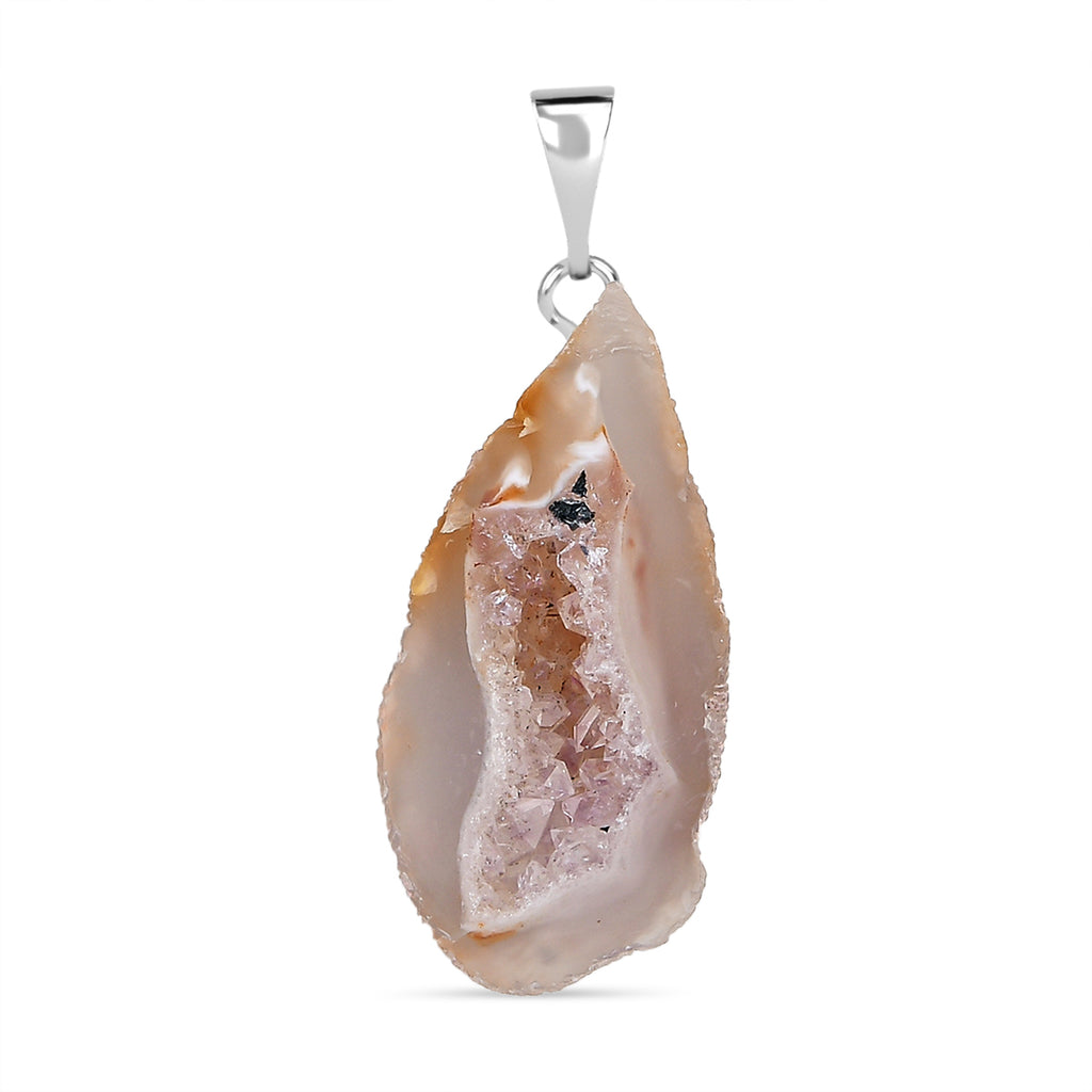 Drusy Quarz Anhänger, silberfarben ca. 30.00 ct