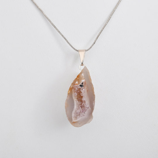 Drusy Quarz Anhänger, silberfarben ca. 30.00 ct