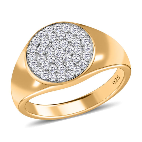 Moissanit Ring, 925 Silber Gelbgold Vermeil, (Größe 21.00) ca. 0.60 ct