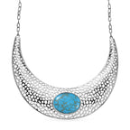 Blaues Türkis Halskette, ca. 45 cm, platiniert, ca. 59.36 ct