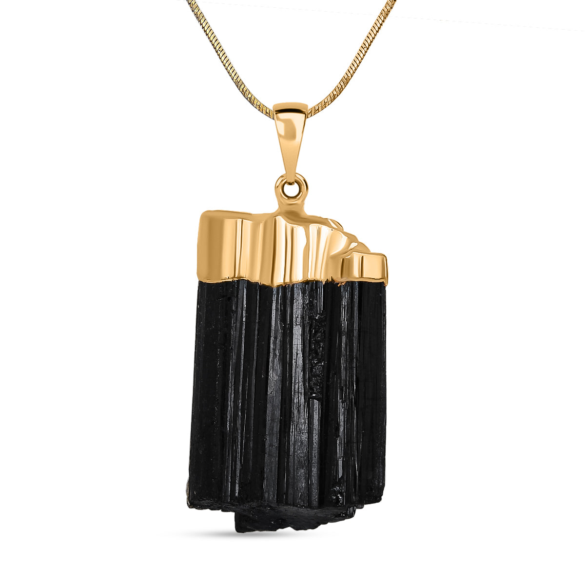 Schwarzer Turmalin Anhänger, goldfarben ca. 50.00 ct