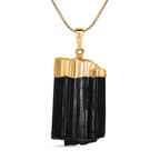 Schwarzer Turmalin Anhänger, goldfarben ca. 50.00 ct