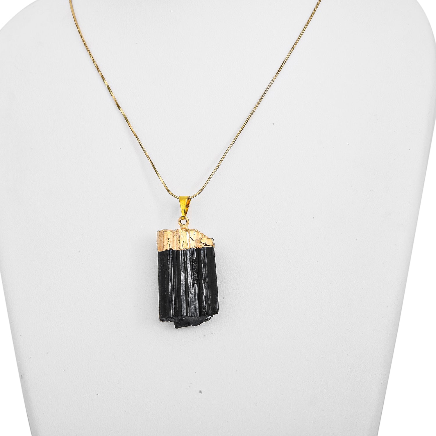 Schwarzer Turmalin Anhänger, goldfarben ca. 50.00 ct
