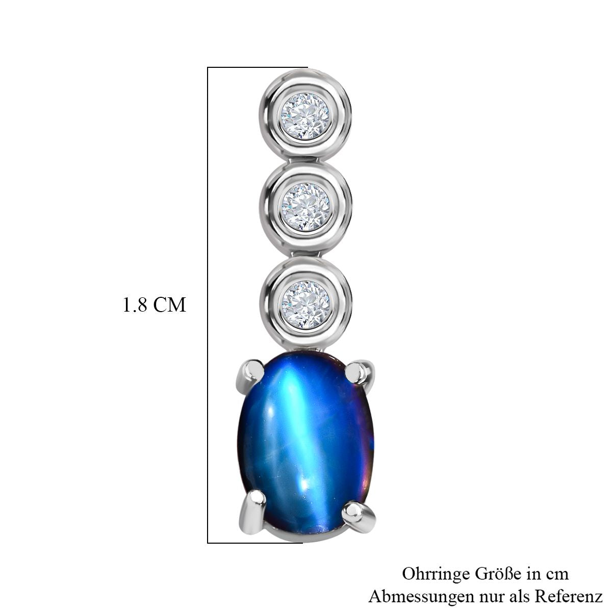 Aurora Mondstein, weißer Zirkon Ohrringe, 925 Silber platiniert ca. 2.08 ct