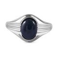 Stern blauer Saphir Ring, 925 Silber platiniert (Diffundierter) (Größe 17.00) ca. 5.70 ct