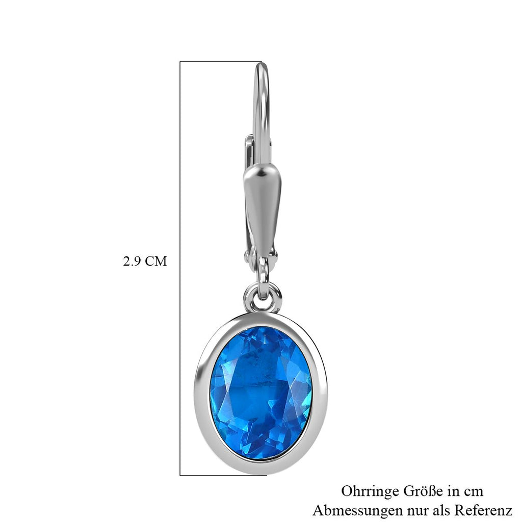 Karibik Quarz Ohrringe, 925 Silber platiniert, ca. 4.09 ct