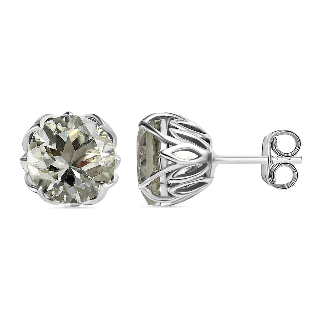 AAA Prasiolith Ohrringe, 925 Silber platiniert, ca. 5.18 ct
