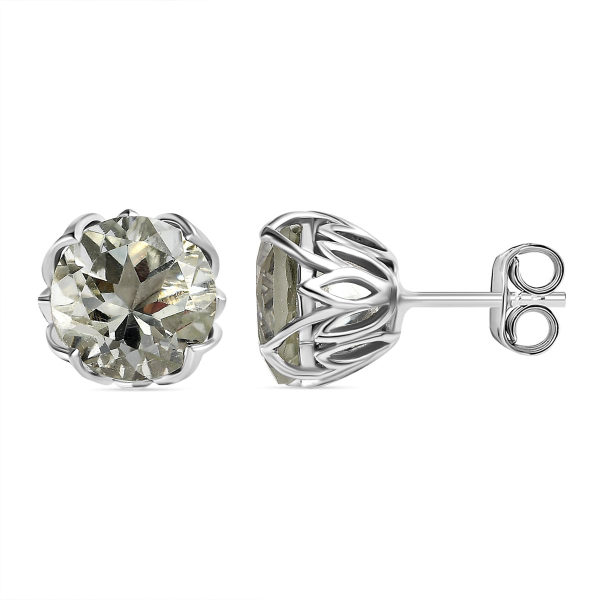 AAA Prasiolith Ohrringe, 925 Silber platiniert, ca. 5.18 ct