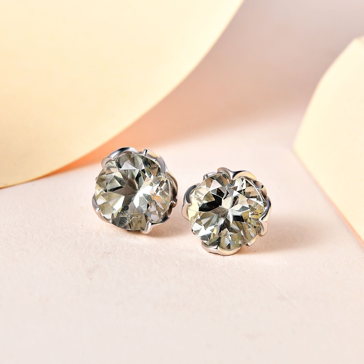 AAA Prasiolith Ohrringe, 925 Silber platiniert, ca. 5.18 ct