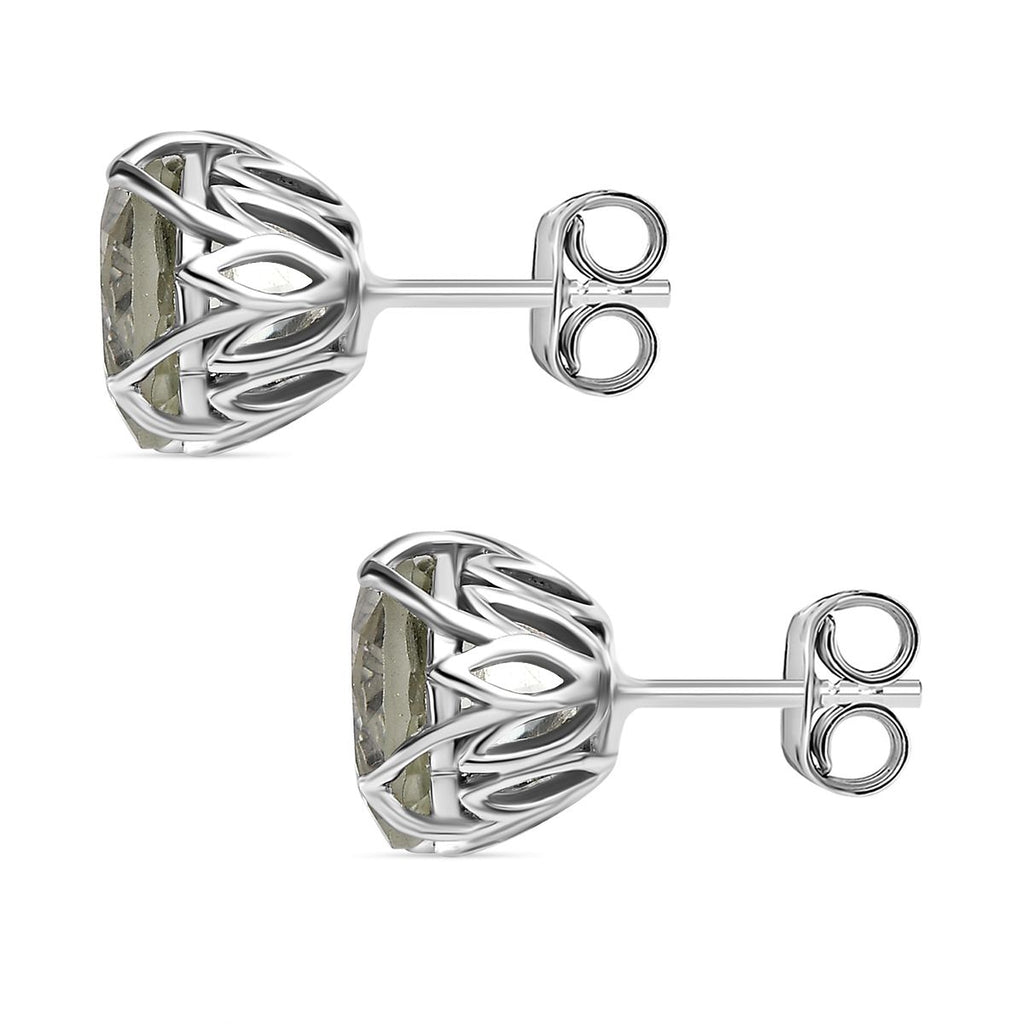AAA Prasiolith Ohrringe, 925 Silber platiniert, ca. 5.18 ct