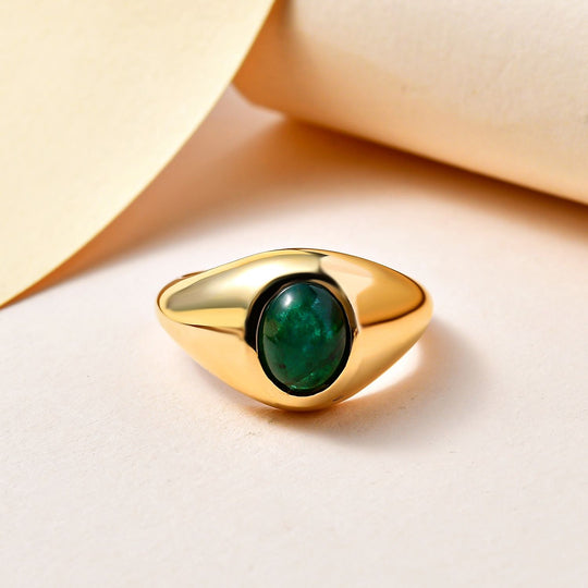 Kagem Sambischer Smaragd Ring, 925 Silber Gelbgold Vermeil (Größe 18.00) ca. 2.14 ct