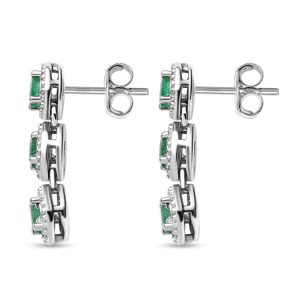 Kagem Sambischer Smaragd Ohrringe, 925 Silber platiniert ca. 0.82 ct