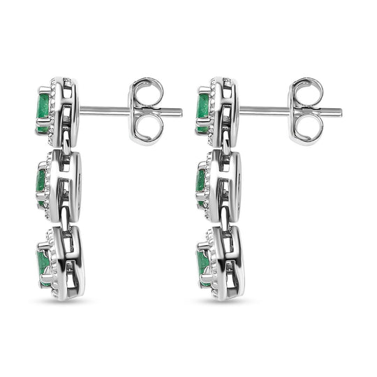 Kagem Sambischer Smaragd Ohrringe, 925 Silber platiniert ca. 0.82 ct
