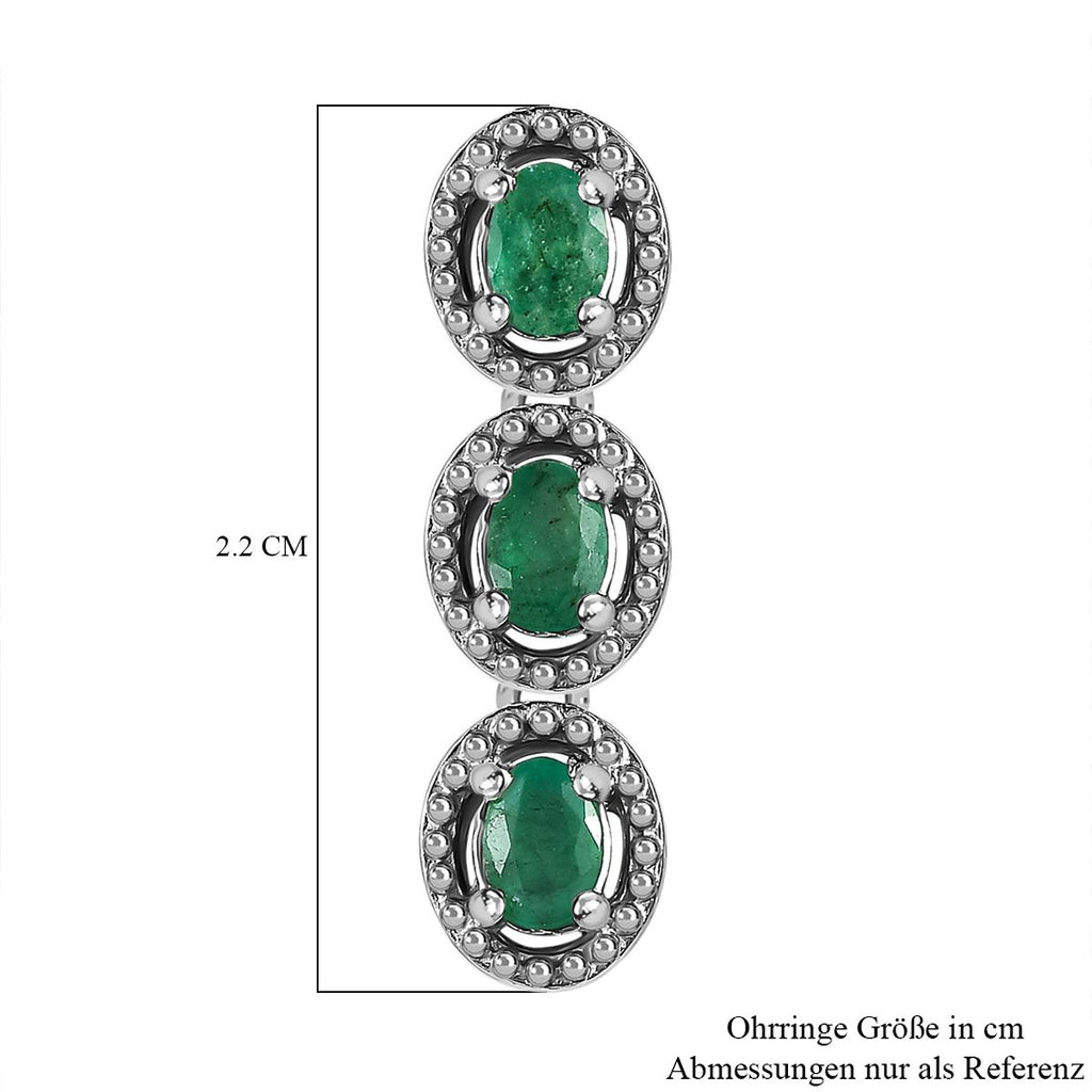 Kagem Sambischer Smaragd Ohrringe, 925 Silber platiniert ca. 0.82 ct