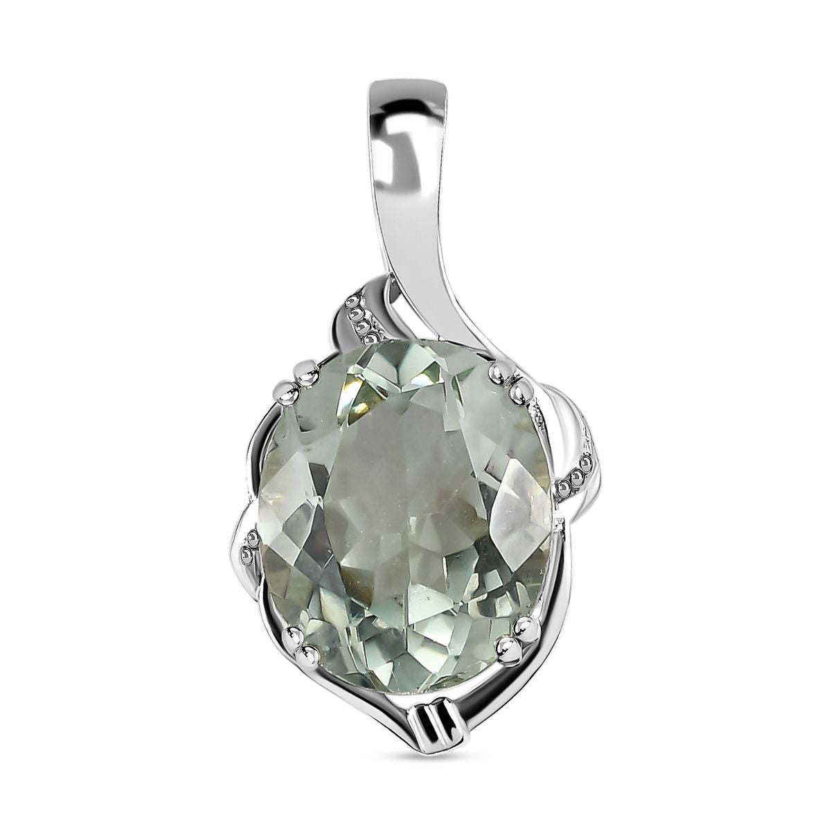 AAA Prasiolith Anhänger, 925 Silber platiniert, ca. 4.27 ct
