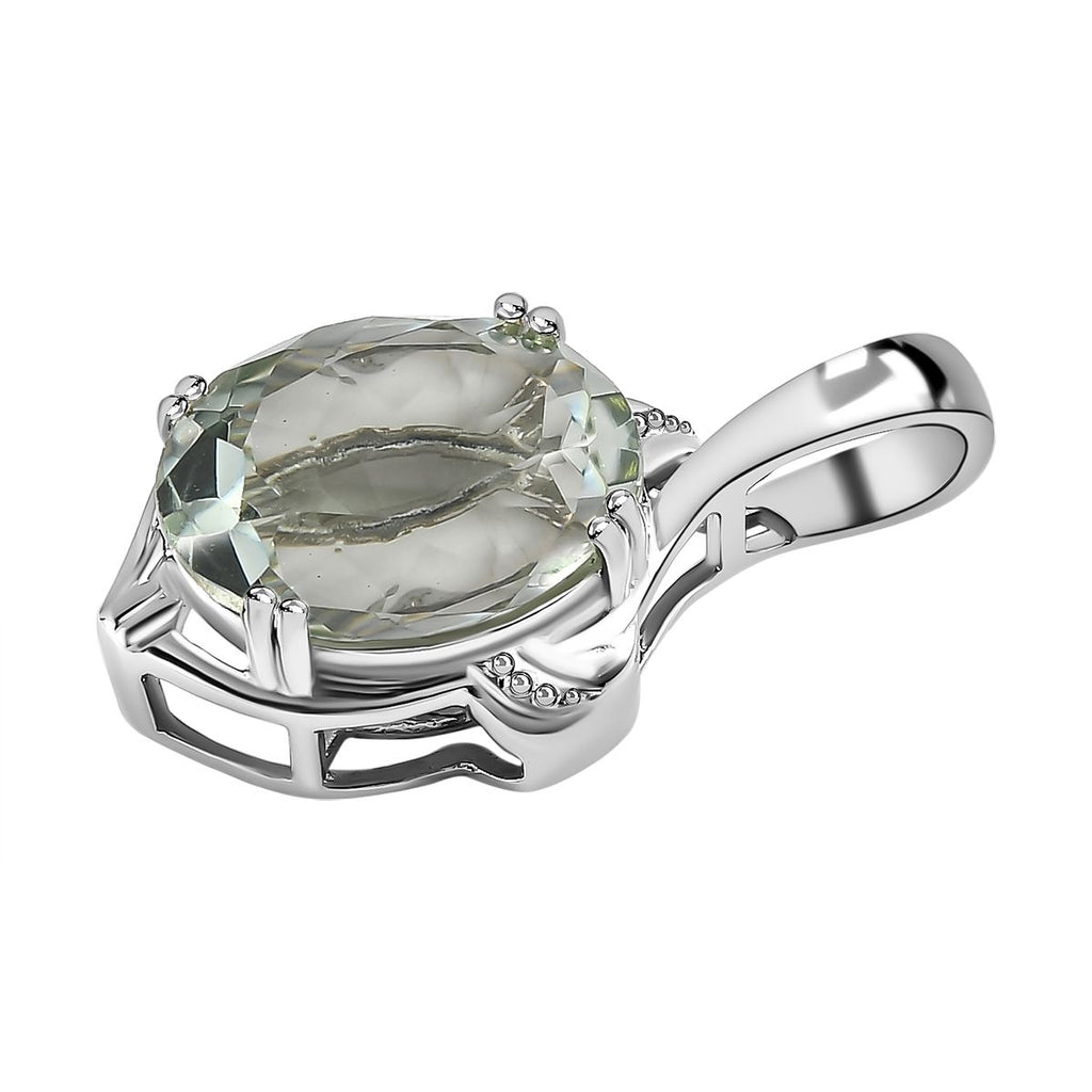 AAA Prasiolith Anhänger, 925 Silber platiniert, ca. 4.27 ct
