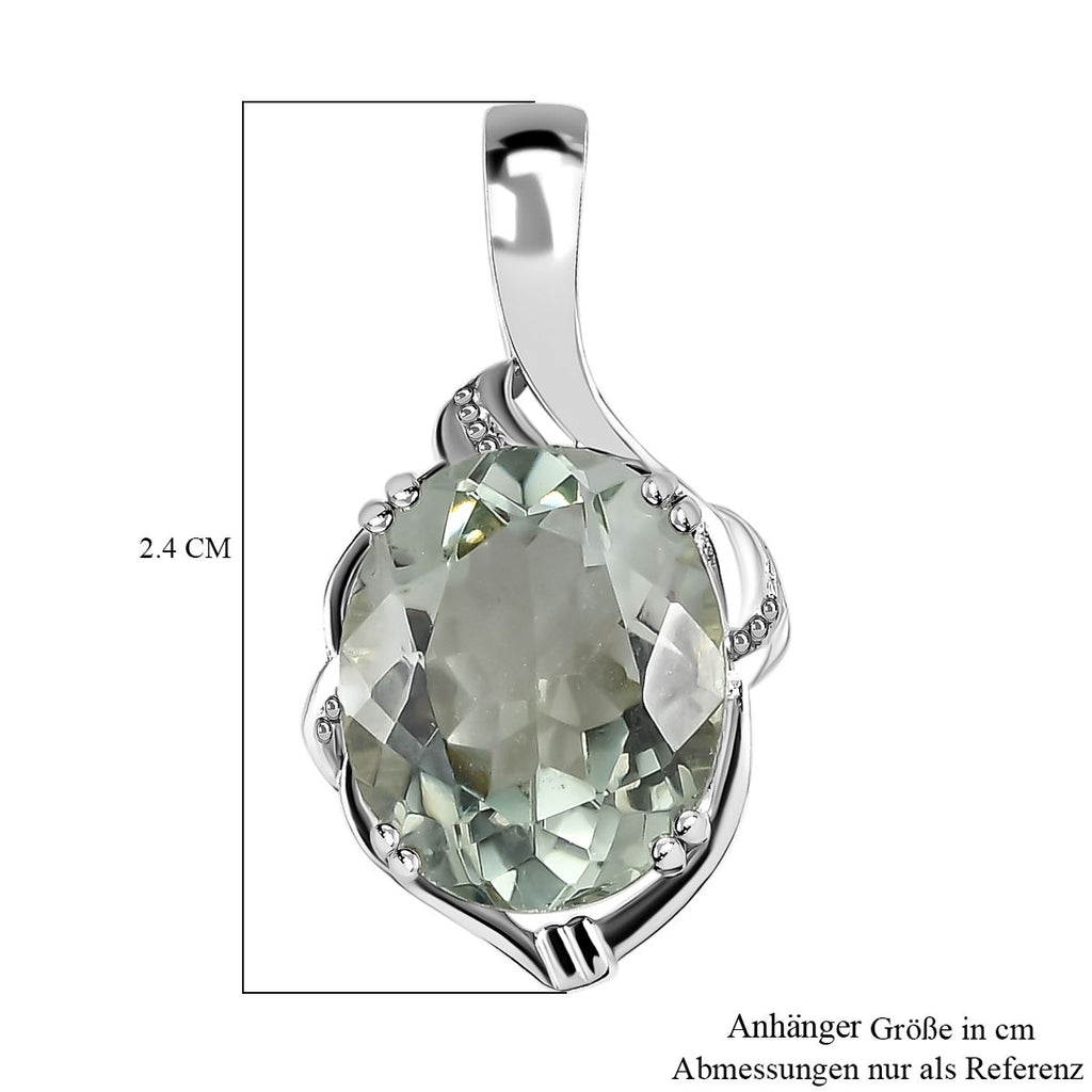 AAA Prasiolith Anhänger, 925 Silber platiniert, ca. 4.27 ct