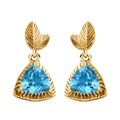 Schweizer Blautopas Ohrringe 925 Silber Gelbgold Vermeil ca. 2,68 ct.