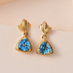 Schweizer Blautopas Ohrringe 925 Silber Gelbgold Vermeil ca. 2,68 ct.