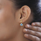 Schweizer Blautopas Ohrringe 925 Silber Gelbgold Vermeil ca. 2,68 ct.