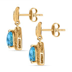 Schweizer Blautopas Ohrringe 925 Silber Gelbgold Vermeil ca. 2,68 ct.