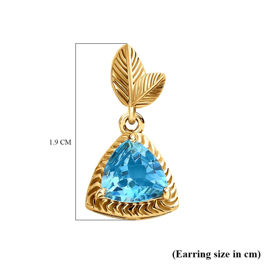 Schweizer Blautopas Ohrringe 925 Silber Gelbgold Vermeil ca. 2,68 ct.