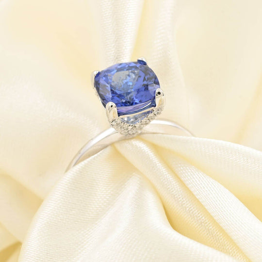 ZERTIFIZIERT und GEPRÜFT - Rhapsody AAAA Tansanit, Weißer Diamant VS-EF Ring 950 Platin mit AGI zertifikat (Größe 16.50) ca. 2.76 ct