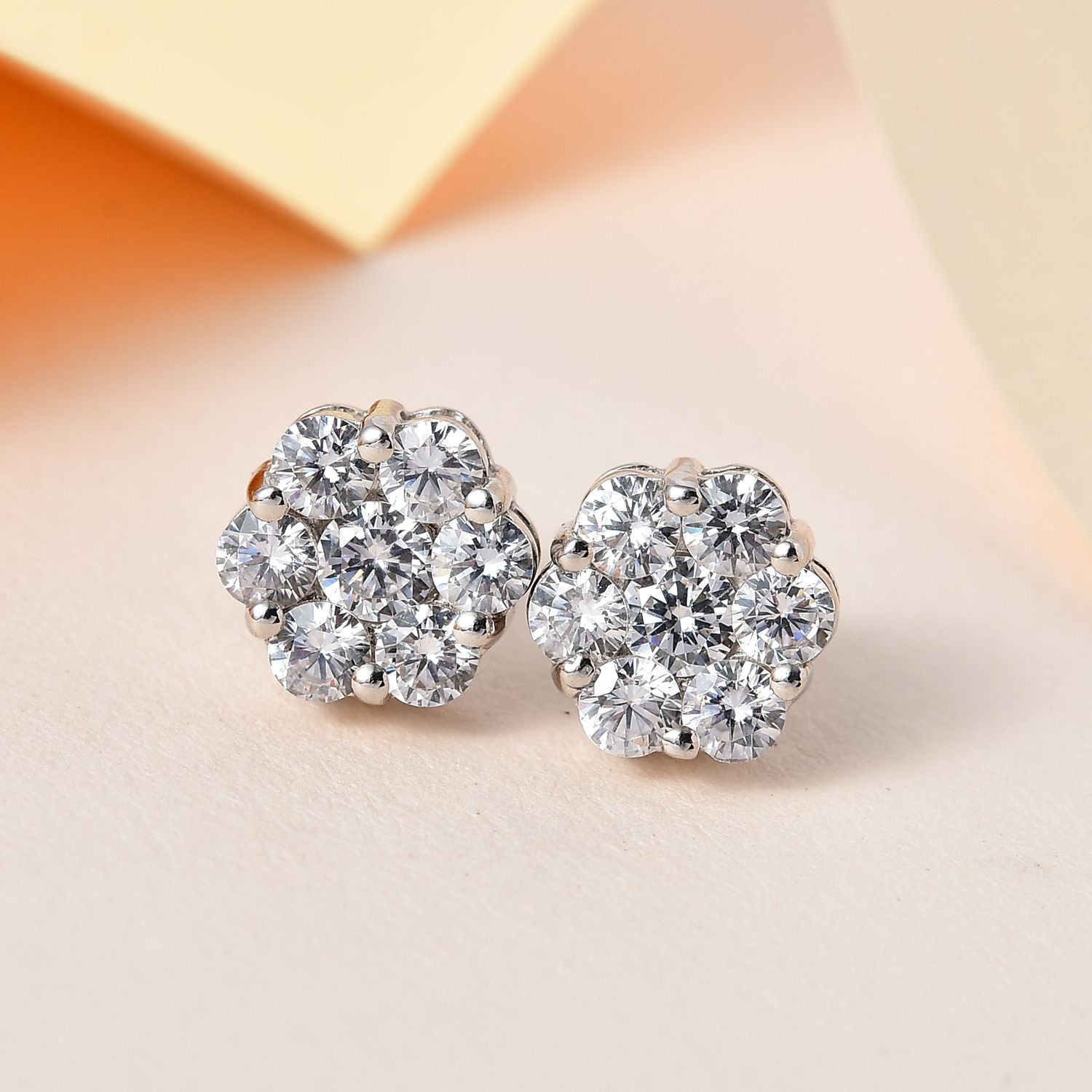 LUSTRO STELLA -  AAA Zirkonia Ohrringe, 925 Silber platiniert, ca. 3.05 ct